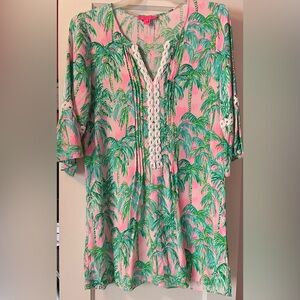 Lilly Pulitzer Pink and Green Palm Print Dress
